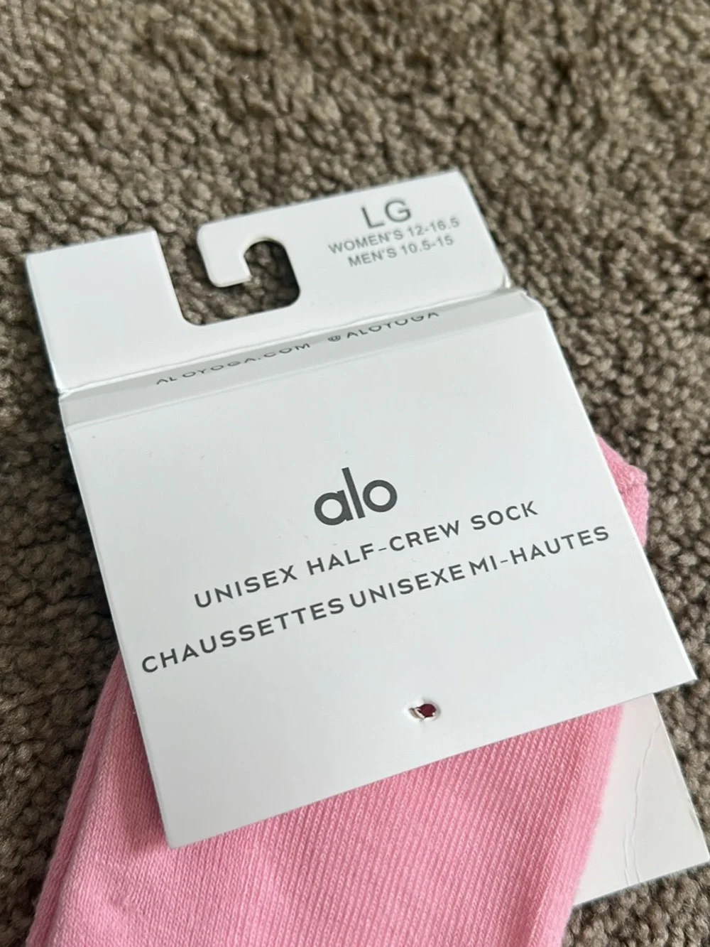 ALO Yoga Light Pink Unisex Half-Crew Sock